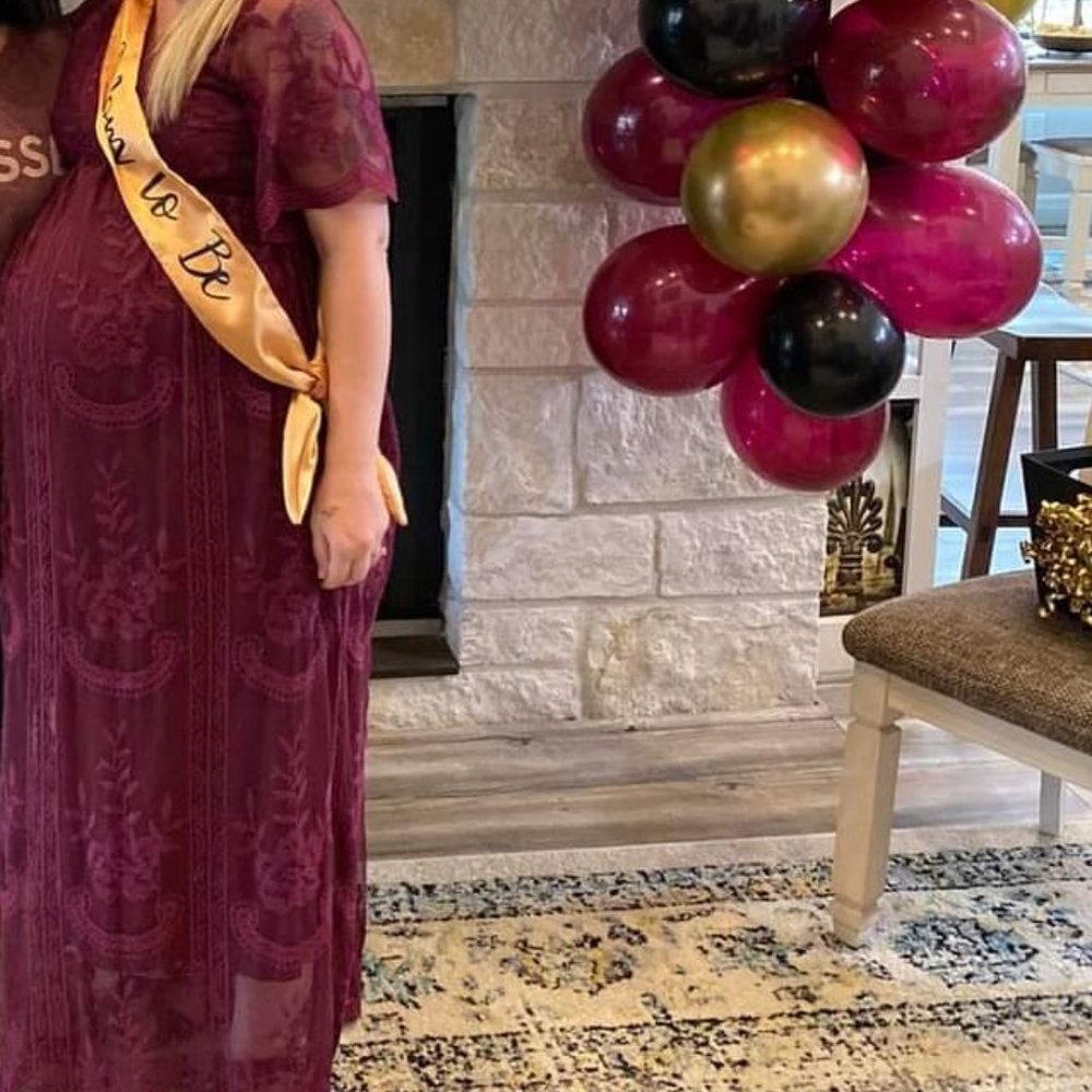 Dark Red Lace Maternity Dress